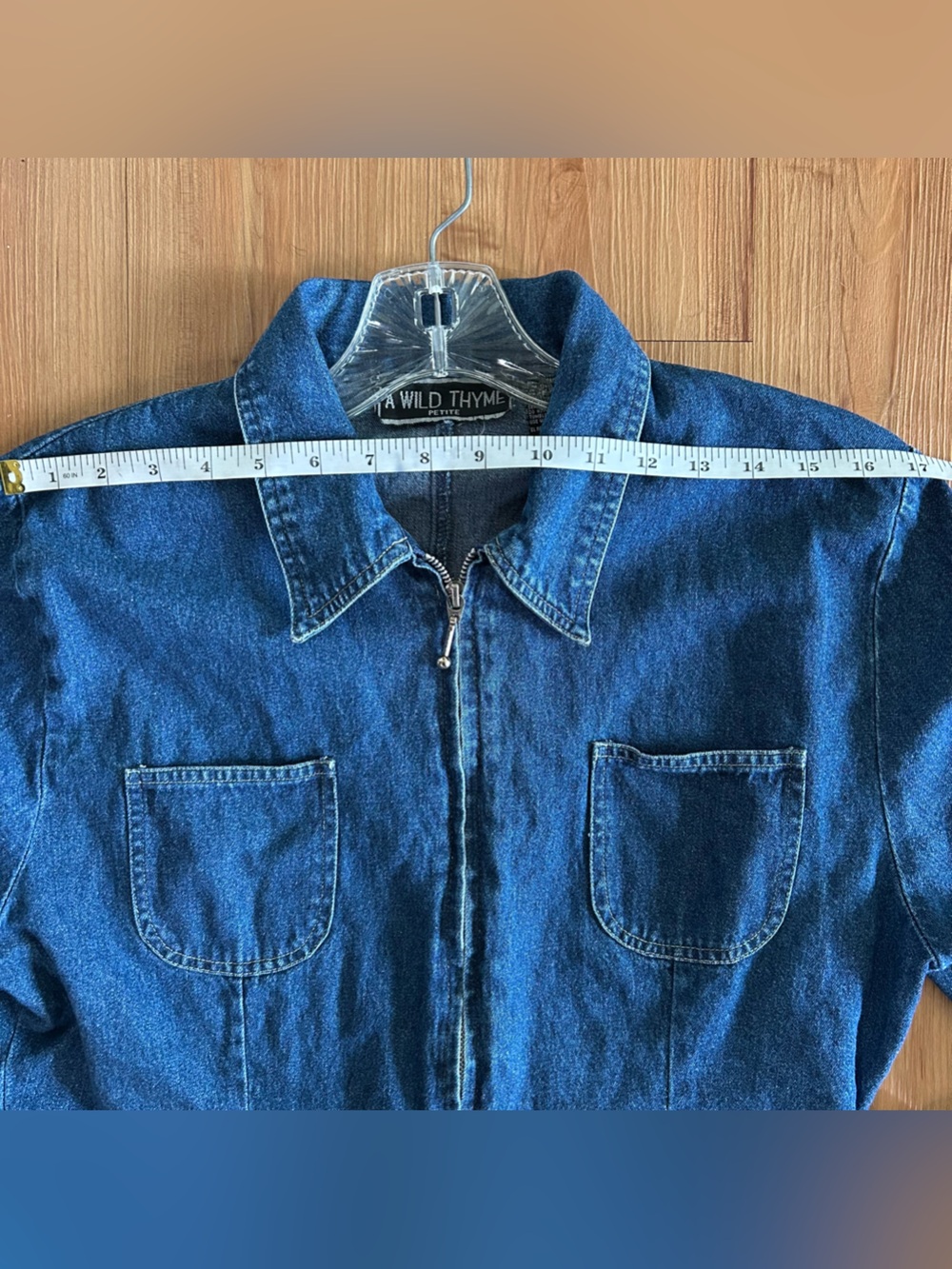 A Wild Thyme Women's Blue Denim Zip-Front Jacket - Picture 3 of 8